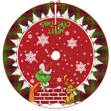 Grüne Weihnachtsbaumdecke mit Cartoon-Motiv, 48 Zoll