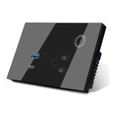 Prise Murale Intelligente WiFi Tuya 15 A USB TYPE-C pour Alexa pour Home Life Prise UE Noire