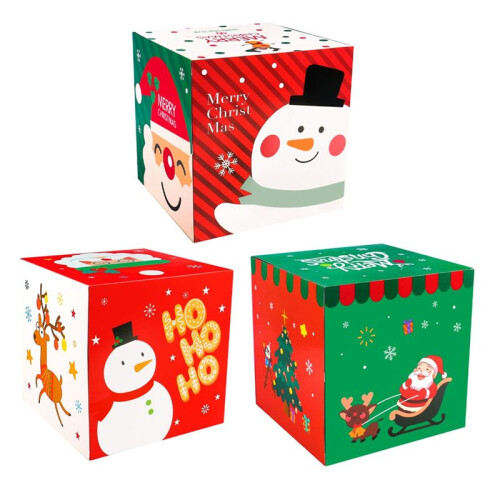 Caixa de Embalagem de Doces de Natal Pequena Caixa de Doces de Alce/Boneco de Neve/Papai Noel 25 cm/9,84 Polegadas Caixa de Doces de Natal com Tampa