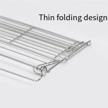 Foldable Basket Table Side Rack Stainless Steel Storage Rack Portable Organizer for Beach Backyard BBQ