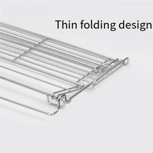 Foldable Basket Table Side Rack Stainless Steel Storage Rack Portable Organizer for Beach Backyard BBQ