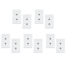 10 Pack 2 Port Ethernet Wall Plate, Cat6 Female to Female Wall Jack RJ45 Inline Coupler Wall Outlet, White