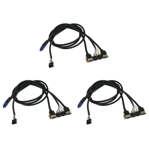 3pcs 60cm Front Case Panel USB3.0+USB3.0+HD Audio Jack  I/O Board+Internal Wire USB Bezel