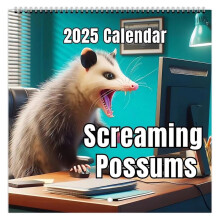 2025 Funny Screamings Possums Calendar, Thick Paper Possum Calendar 12 Month Planner, Funny Gag Gift