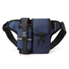 Sac Banane de Randonnée en Nylon Imperméable avec Porte-Bouteille et Téléphone, Ceinture de Sport, Sacs Banane, Bleu Foncé