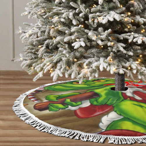 Weihnachtsbaumrock mit Fransen und Spitze, 122 cm, Polyester 2