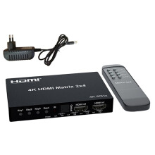 4K 60Hz -Compatible Matrix 2x4 Splitter 2 in 4 Out Video Audio Converter EU PLUG