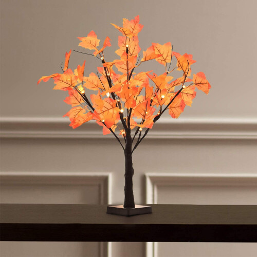 Árvore de bordo de outono pré-iluminada de 24 polegadas com 24 LEDs brancos quentes. 1