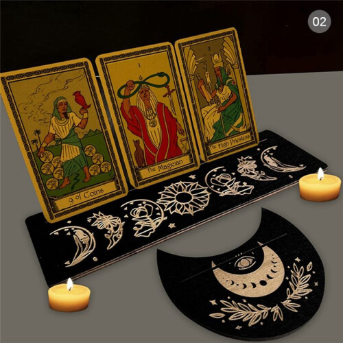 Moon Shaped Wooden Base Display Stand Tarot Card Wooden Base Bracket Rectangular Display Stand,A 1