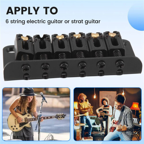 Hardtail Guitar Bridge Body Through per 6 Parti Elettriche Nero 1