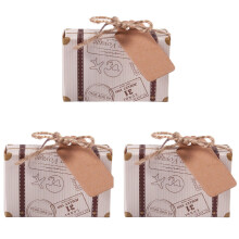 150Pcs Suitcase Favor Box Party Favor Candy Box, Vintage Paper with Tags and Rope for Wedding Decoration