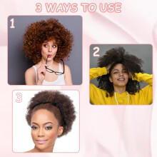 Chouchous Réglables en Satin Noir pour Cheveux Épais, Bouclés, Naturels et Longs Styles de Queue de Cheval Afro, 10 Pièces