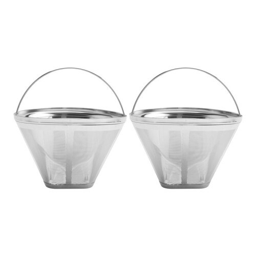 Stainless Steel Coffee Filter, Suitable for Coffee Filter Replacement, 4 Cone Permanent Coffee Filter 2Pcs
