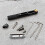 Single Set Sadel Headless Elgitarr Bridge Bakstycke med Skiftnyckel för Headless Elgitarr Svart 6