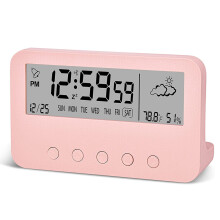 RéVeil NuméRique pour Chambres à Coucher, Horloge de Bureau à Piles, avec Compte à Rebours, MéTéO, Veilleuse, Date, TempéRature (Rose)