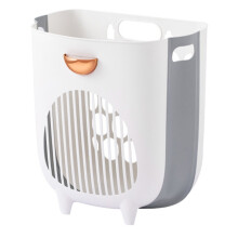 Bathroom Folding Dirty Clothes Storage Basket Laundry Basket Household Wall Hanging Punch-Free Put Clothes Bucket White