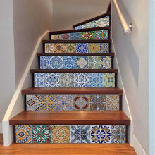 3X Peel and Stick Tile Backsplash Stair Riser Decals DIY Tile Decals Mexican Traditional Talavera Waterproof Home Decor