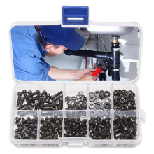 900 Pcs Nuts Bolts Set Hex Bolts Nut and Washer Assortment Screws Bolts M3 Tool Kit with Plastic Box (Black)