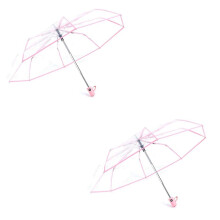2X Umbrella Automatic Umbrella Rain Women Men Sun Rain Auto Umbrella Compact Folding Transparent + Border