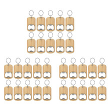 30 Pcs Wood Bottle Opener Keychain Bottle Openers Set Kit Blanks Engraving Key Chains Key Tag for Home Kitchen Party