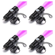 4X Linterna de Luz Ultravioleta de 395Nm Luz Ultravioleta USB Recargable Linterna LED de InspeccióN Impermeable, Antorcha de Orina para Mascotas,