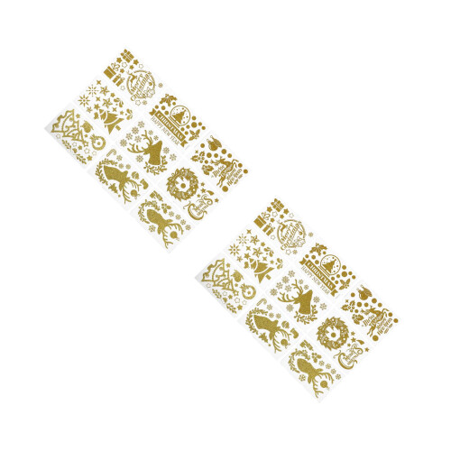 Xmas Window Stickers Golden Static Decals for Festive Decor 2
