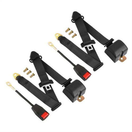 Seat belt - Universal - 2 pieces - Adjustable 3-point - Black - Polyester 1