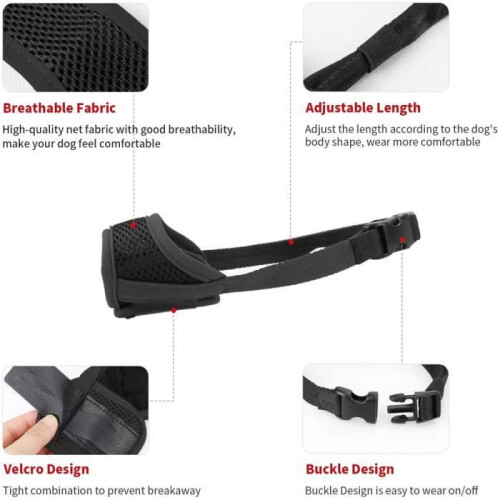 Dog Muzzle - LEYTN - Adjustable Breathable Nylon - Anti-Barking - Anti-Bite - Size L 1