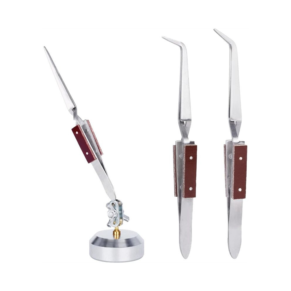 -Locking Tweezer, Reverse Tweezers for Crafting with 360Rotation Base, Third Hand Soldering Tool,for DIY Repairing