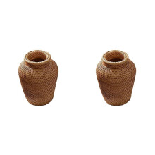 2X Rattan Woven Vase Art Vase Fashion Tabletop Decoration Plants Flower Pot Faddish Flower Pot for Home Decor