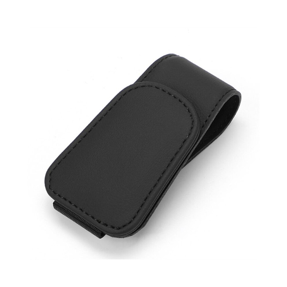 Black Magnetic Leather Sunglass Holder For Car, Sunglasses Clip For Car Visor, Auto Interior Accessories Universal (Black)