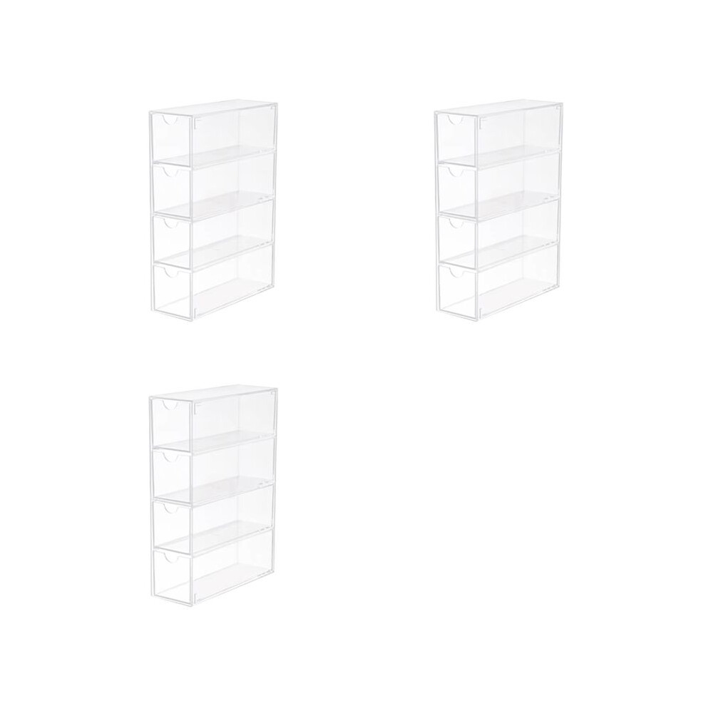 3X Glasses Storage Box 4 Layers Large Glasses Organizer Box Multifunctional Stackable Display Holder Reusable Cosmetics