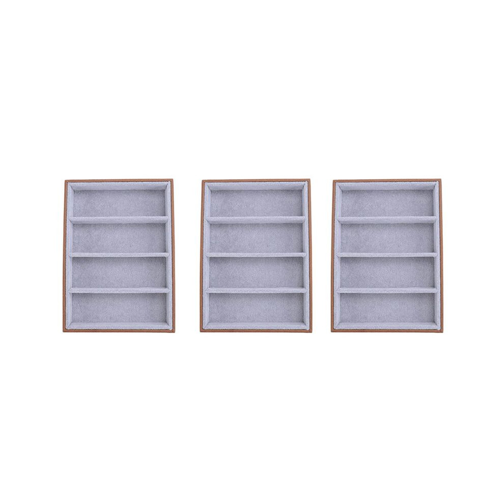 3X Sunglasses Display Glasses Cases 4 Grids Sunglasses Display Box Glasses Display Jewelry Organizer Tray - Brown