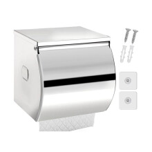 Toilet Paper Holder Wall Mount, Self Adhesive Toilet Paper Holder with Shelf, Waterproof Stainless Steel Bathroom Silver