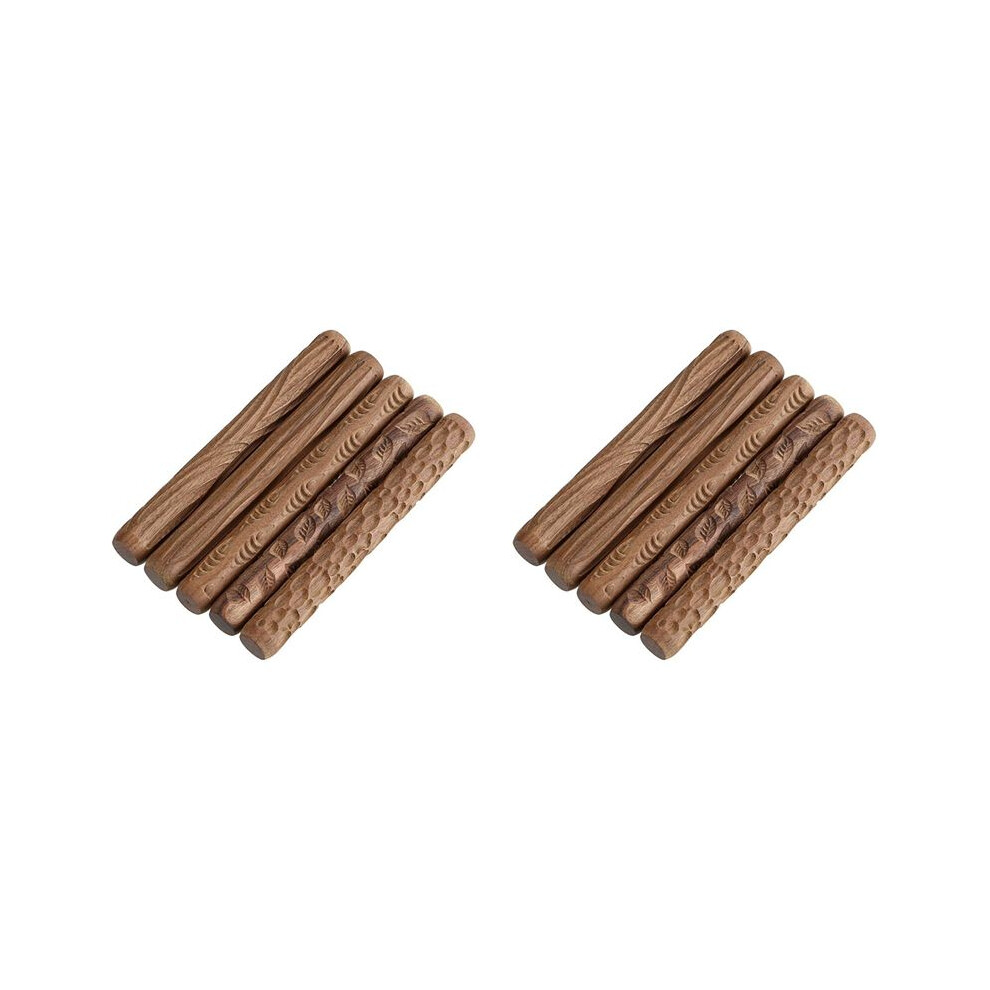 10 Pcs Pottery Tools Wood Hand Rollers,for Clay Stamp Pattern/Roller Pattern,Ceramic Tools,Arcilla Polimerica Dab Tool