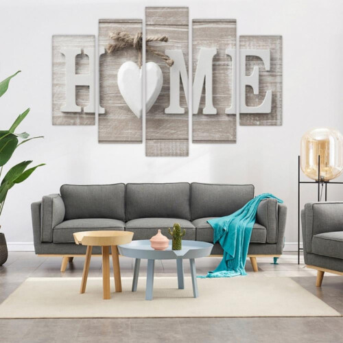 Absztrakt vászon falikép fehér modern dekorációval, 5 panel 1
