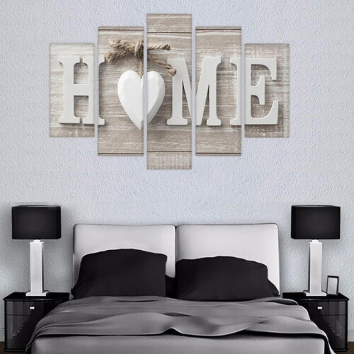 Absztrakt vászon falikép fehér modern dekorációval, 5 panel 2