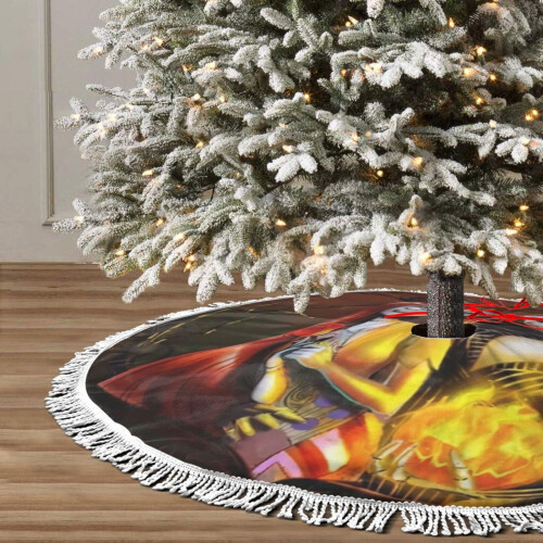 Weihnachtsbaumrock mit Fransen und Spitze, 122 cm 2