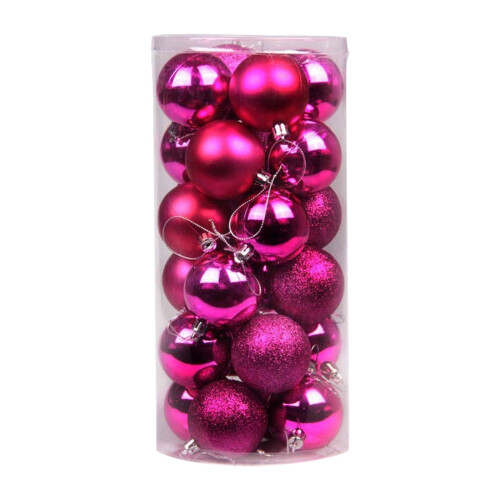 Ensemble de 24 boules de Noël unies de 6 cm (2,36 pouces) 1