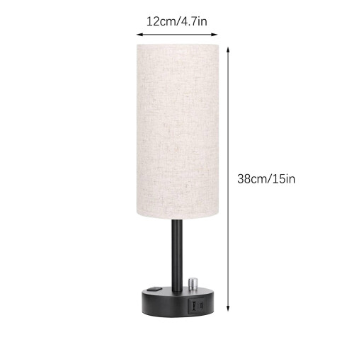 Lampada da comodino con porta USB e presa di corrente, dimmerabile a 3 livelli. 2