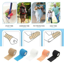 Sport Self Adhesive Elastic Bandage Wrap Tape for Knee Support Pads Finger Ankle  Shoulder 5cm X 4.5M Light Brown