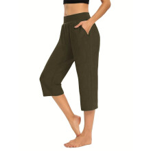 Pants for Women Stretch Cropped Casual Capris-Army Green XXL