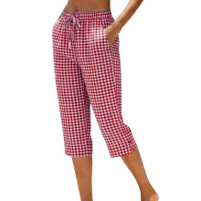 Pants for Women Casual Pants Straight Leg Elastic Waist-Red L