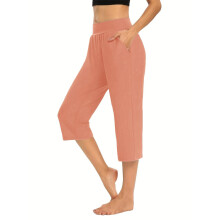 Pants for Women Stretch Cropped Casual Capris Work-Orange XXXL