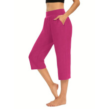 Pants for Women Stretch Cropped Casual Capris Work-Coral Red M