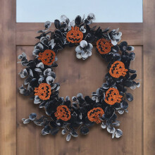 Halloween-Kürbiskranz, 30 cm (12 Zoll) große Türdekoration