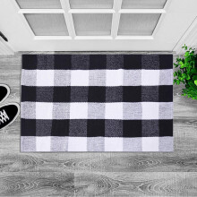 Cotton buffalo check doormat 24 x 35 inches black white