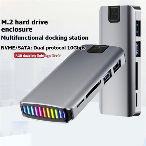 M.2 Expansion Dock NVMe/NGFF HUB Extern Hårddiskhölje 10 Gbps SSD-Hölje för M2 Solid State-Disk AC-Ledning 1