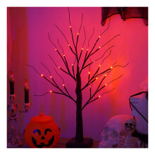 Decor de Halloween cu mesteacăn luminat cu 24 de lumini LED