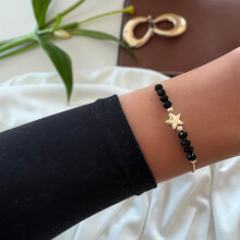 (Deep Blue) Gold Plated Handmade Golden Colour Star Beaded Bracelet